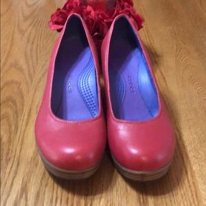 Beautiful red Croc Wedge Heels